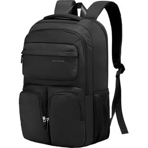 Laptoprugzak, college-rugzak, 15,6 inch, casual zakelijke dagrugzak voor school, reizen, werk, camping, rugzak voor mannen en vrouwen, zwart