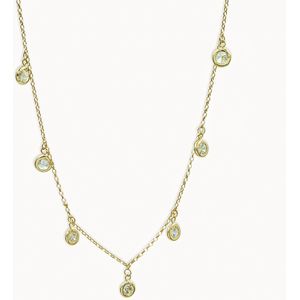 Druppels Ketting – 18k Goud Vergulde 925 Zilver met Zirkonia – Droplet Choker – Valentijn Cadeautje Dames – 43 cm