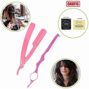 Guardian Beauty Scheermes Set - Voor Professionele Kappers, Kapsters en Barbers: Feather Styling Scheermes met Gratis 10 Mesjes Navullingen en Neck Scheermes Houder met Gratis 100 Mesjes Navullingen