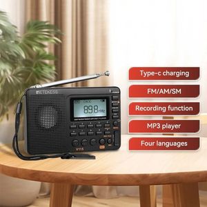 RETEKESS V115 Draagbare Radio - FM AM SW - Met Recorder & MP3 Speler