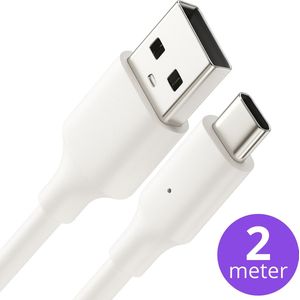 VeryGoods USB C Kabel - USB C naar USB A Kabel - Laad 3x zo Snel - 10Gbps Dataoverdracht - Geschikt voor Samsung, MacBook & iPhone 15 & 16 - 2 Meter - Wit