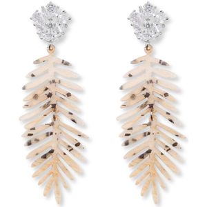 Lino resin statement oorbellen beige