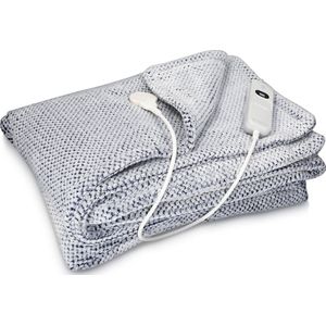 Navaris XXL warmtedeken voor 2 personen - Elektrische deken met 3 standen en timer - Bovendeken - 180 x 130 cm - Fluweelzacht - Wasbaar - Blauw