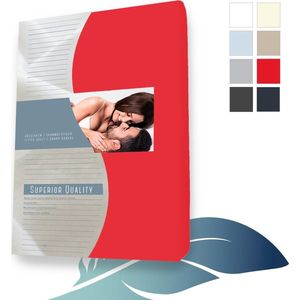 24-Bedding - Duopak Jersey Topper Hoeslaken - 90x220 cm - Rood - Elastaan – Extra Zacht - 5 t/m 15 cm hoogte - 2stuks