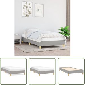 The Living Store Bedframe zonder matras 90x200 cm stof lichtgrijs - Slaapkamer Meubels - Bed Frame - Tweepersoons Bed - Licht Grijs Bed - Houten Bed Frame