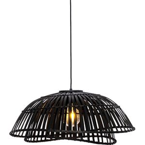 QAZQA pua - Oosterse Hanglamp voor boven de eettafel | in eetkamer - 1 lichts - Ø 62 cm - Zwart - Woonkamer | Slaapkamer | Keuken