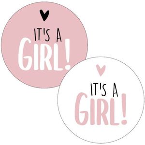 Sluitstickers Geboorte-Sluitzegel Geboorte-Geboorte Stickers-Geboortestickers-Stickers Geboorte-It's a Girl -2 Kleuren-50 stuks - 40 mm