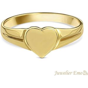 Juwelier Emo - 14 Karaat Gouden Kinderring meisjes met Hart - GLANS LOOK - KIDS - MAAT 15.00