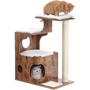 In En OutdoorMatch Luxe Krabpaal voor Katten Januzaj - Hout - Zachte Kattenmand Hangmat - Kattenspeelgoed - Geschikt voor Kleine Kittens - 66x42x88cm