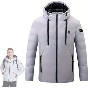 Verwarmde Jas - Heating Jacket - Thermo Jas - Elektrische Kleding - Jas Met Verwarming - Heren - Maat L - Grijs