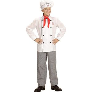 Widmann - Eten & Drinken Kostuum - Master Chef - Jongen - Wit / Beige - Maat 128 - Carnavalskleding - Verkleedkleding