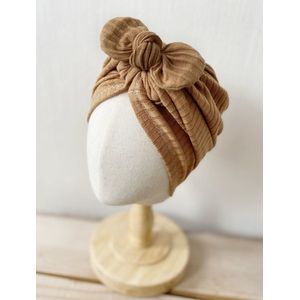 Tistelief - Baby Turban - Rib Knoopstrik Camel - 62-68