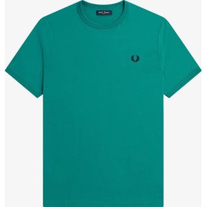 Fred Perry Ringer regular fit T-shirt M3519 - korte mouw O-hals - Deep Mint - blauw - Maat: L