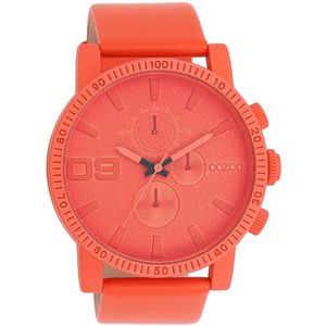 OOZOO Timepieces - Rood/oranje OOZOO horloge met rood/oranje leren band - C11219