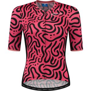 Rogelli Abstract Fietsshirt - Korte Mouwen - Dames - Coral, Zwart - Maat L