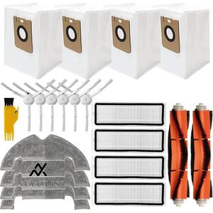 Nevolis Replacement parts for vacuum cleaner kit - 4 bags, 4 filters, 2 main brushes, 6 side brushes, 4 wipes and 1 cleaning tool .