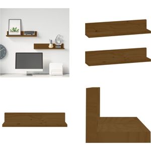 vidaXL Wandkasten 2 st 50x11x9 cm massief grenenhout honingbruin - Wandschap - Wandschappen - Zwevend Schap - Plank