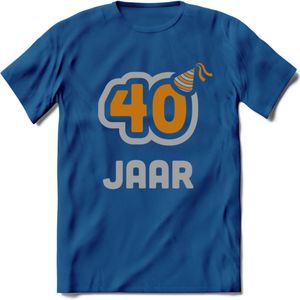 40 Jaar Feest T-Shirt | Goud - Zilver | Grappig Verjaardag Cadeau Shirt | Dames - Heren - Unisex | Tshirt Kleding Kado | - Donker Blauw - XXL