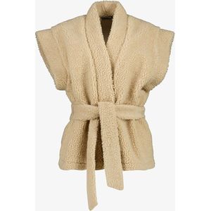 TwoDay dames teddy gilet met ceintuur - Beige - Maat XL