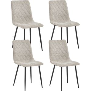 Colenis® - Elise Eetkamerstoel - Set Van 4 - Champagne - Chenille Stof - Industrieel