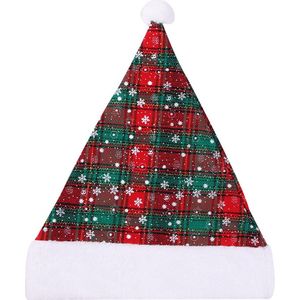 Kerstmuts Volwassenen Kerstkleding Kerstmuts Kind Sneeuwvlokken One Size Rood Groen – 1 Stuk