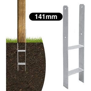 4x Post Support Voetstukken Paalhouder H-paalsteun verzinkt 600MM-paalsteun houtbescherming paalanker 141MM