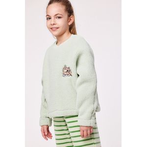 Woody pyjama velours + teddy fleece meisjes/dames - pastelgroen - mammoet - 232-10-WPI-M/704 - maat XL