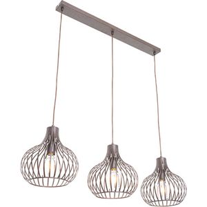 QAZQA saffira - Moderne Hanglamp voor boven de eettafel | in eetkamer - 3 lichts - L 1030 mm - Bruin - Woonkamer | Slaapkamer | Keuken