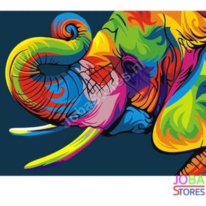 Schilderen op nummer ""JobaStores®"" Gekleurde Olifant 40x50cm