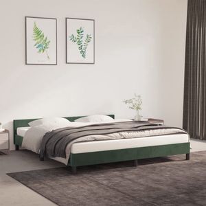 The Living Store Bedframe zonder matras 160x200 cm fluweel donkergroen - Donkergroen Bed Frame - Fluweel Bed Frame - Tweepersoons Bed Frame - Boxspring Bed Frame - Stapelbaar Bed Frame