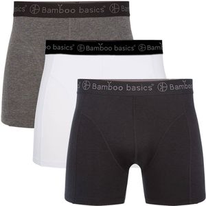 Comfortabel & Zijdezacht Bamboo Basics Rico - Bamboe Boxershorts Heren (Multipack 3 stuks) - Onderbroek - Ondergoed - Zwart, Wit & Grijs - S