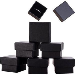 6 stuks ringendoosjes - zwart - voor bruiloft en verloving