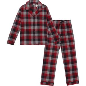 La-V Flanel pyjama set voor dames met geruit patroon Rood XXL (Valt klein)