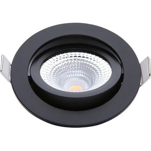 EcoDim - LED Spot - Inbouwspot - ED-10023 - 5W - Waterdicht IP54 - Dimbaar - Dim to Warm - Warm Wit 2000K-3000K - Mat Zwart - Aluminium - Rond - Kantelbaar