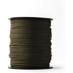 SNURO polyester touw (3mm, 100M) - robuust gevlochten polyester touw in het kaki groen voor elke toepassing - weerbestendig touw ideaal voor buiten & survival - Commandotouw