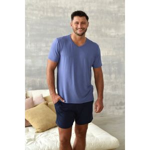 Italian Fashion Dallas heren pyjama met korte mouwen | viscose | blauw- marineblauw XL