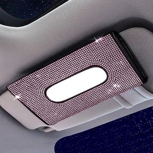 Nordivar ® Handgemaakte Sprankelende Crystal Auto Servethouder voor Vrouwen (Wit) - Tissue Box Houder met Strass Steentjes