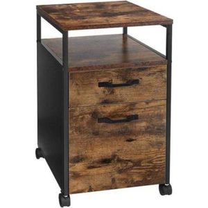 Segenn's Detroit Ladeblok - Ladeblok op wieltjes - 2 lades - bruin-zwart - 41 x 45 x 66 cm