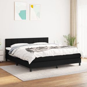 The Living Store Boxspringbed - Duurzaam - 160 x 200 cm - Ingebouwde pocketvering matras - middelharde ondersteuning - Huidvriendelijke topmatras - Kleur- zwart - Materialen- stof - multiplex - bewerkt hout - Inclusief montagehandleiding