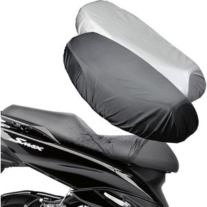 Motorstoelhoes, 2 stuks, motorzadelhoes, waterdichte stoelhoezen, motorfiets scooter, bromfiets, stoelhoes met elastiek, stofkussensloop, XXL, zilver, zwart