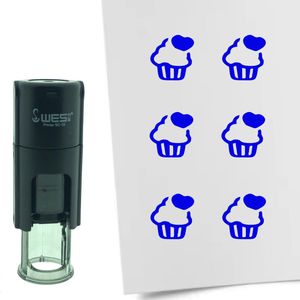 CombiCraft Stempel Cupcake 10mm rond - blauwe inkt
