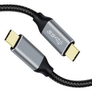 Qost - USB C naar USB C Kabel - 4K - 100W (5A/20V) - Braided SpaceGrey - 1 Meter - Snellader & Datasynchronisatie - compatibel met iPhone 15 Pro Max, M3 MacBook Pro / Air, iPad Pro 2024, Galaxy S24 Ultra, Pixel 8, Steam Deck