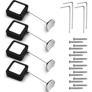 Set van 4 intrekbare beveiligingskabel, anti-verlieskabel voor afstandsbediening, uitschuifbaar tot 1,8 m voor tv, dvd-hardware, kabelslot, display, anti-diefstal trekdoos