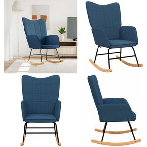 vidaXL Schommelstoel stof blauw - Schommelstoel - Schommelstoelen - Schommel Stoel - Schommel Stoelen