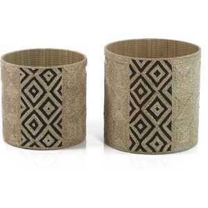 Storre Basket Round Set of 2 - Ikat-patroon - Exotische elegantie - Opberg- (of was)spel