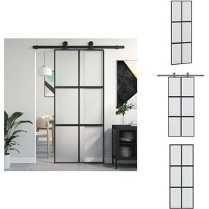 vidaXL Schuifdeur - Schuifdeuren - Schuurdeur - Schuifdeur Op Rail - Schuifdeur 90x205 cm gehard glas en aluminium zwart