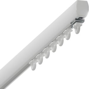 Kwaliteit Minimalistische Gordijnrail Set - Aluminium - Wit - Wandmontage - 1,5 Meter - Eenvoudig te monteren