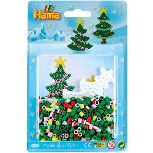Hama midi strijkkralen complete set voor kinderen inclusief kerstboom (den) vormpje / grondplaat / strijkpapier en normale strijkparels (cadeau idee voor Kerst / feestdagen!)