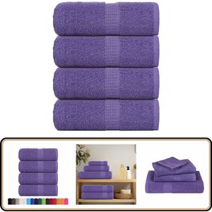 vidaXL Zeepdoekjes - 4 stuks - 30x30 cm - Paars Zeepdoekjes - Washcloths - Katoenen Handdoek - Badeend - Keukenhandsdoek