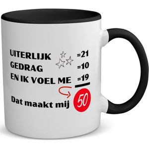 Akyol - 50 jaar sarah en abraham cadeau koffie mok - koffiemok - theemok - Hoera 50 jaar - 50 jaar cadeau - zwart - mok met opdruk - verjaardagsmok - grappige tekst mok - jarig - koffiemok - verjaardagsmok - grappige tekst mok - - 350 ML inhoud